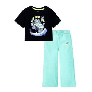 Nike Girls Toddler Best Foot Forward Wide Leg Pants Set Size 12M NEW WITH TAGS!